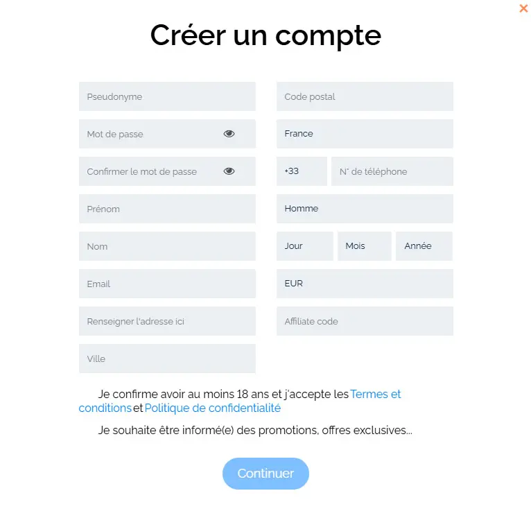 Drift Casino registration process